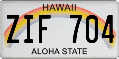 HI license plate ZIF704
