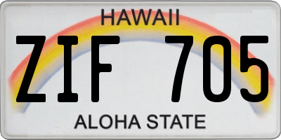 HI license plate ZIF705