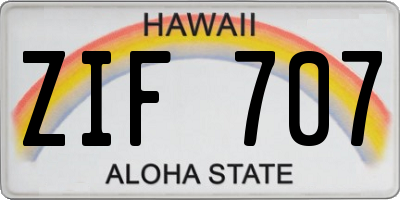 HI license plate ZIF707