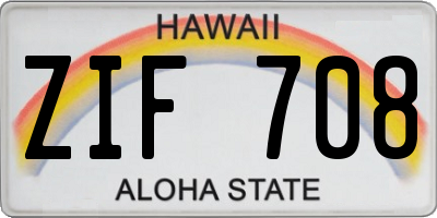 HI license plate ZIF708