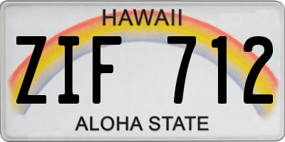 HI license plate ZIF712