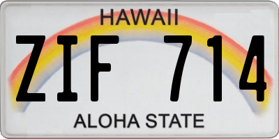 HI license plate ZIF714