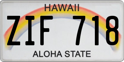 HI license plate ZIF718