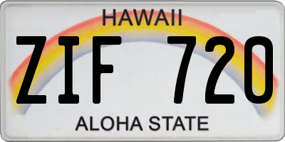 HI license plate ZIF720