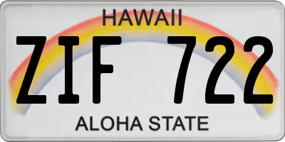 HI license plate ZIF722