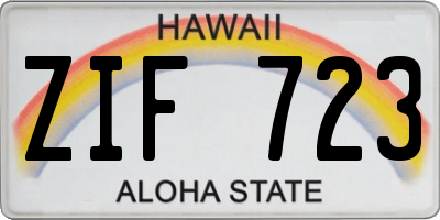 HI license plate ZIF723
