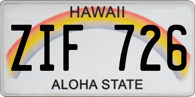 HI license plate ZIF726