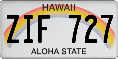 HI license plate ZIF727