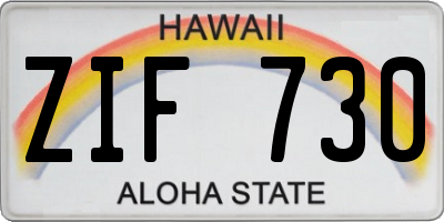 HI license plate ZIF730