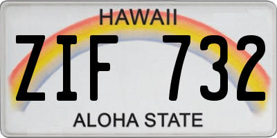 HI license plate ZIF732