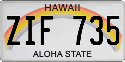 HI license plate ZIF735