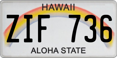 HI license plate ZIF736