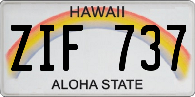 HI license plate ZIF737