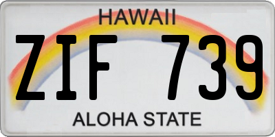 HI license plate ZIF739