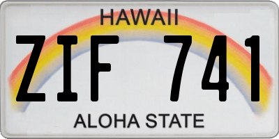 HI license plate ZIF741