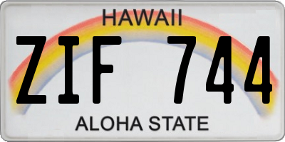 HI license plate ZIF744