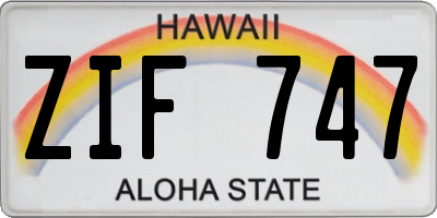 HI license plate ZIF747