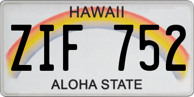 HI license plate ZIF752