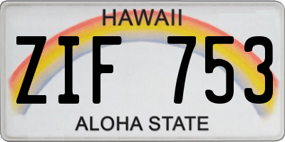 HI license plate ZIF753