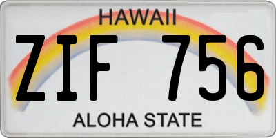 HI license plate ZIF756