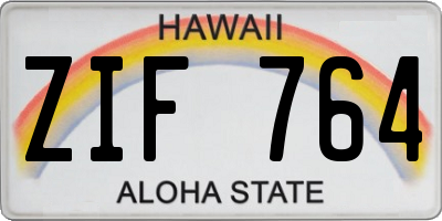 HI license plate ZIF764