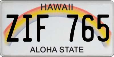 HI license plate ZIF765