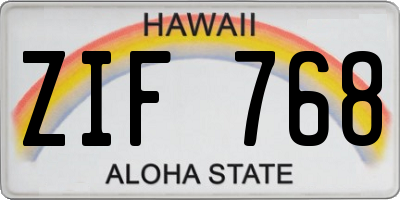 HI license plate ZIF768
