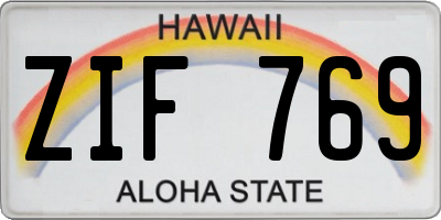 HI license plate ZIF769