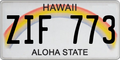 HI license plate ZIF773