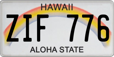 HI license plate ZIF776