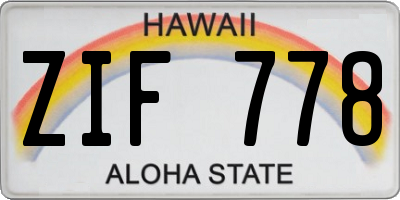 HI license plate ZIF778