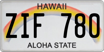 HI license plate ZIF780