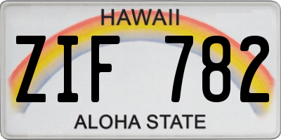 HI license plate ZIF782