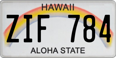 HI license plate ZIF784