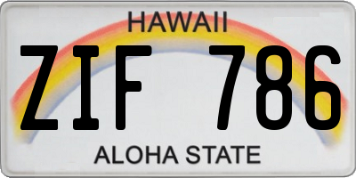 HI license plate ZIF786