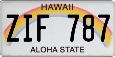 HI license plate ZIF787