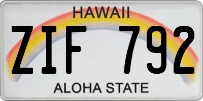 HI license plate ZIF792