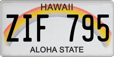 HI license plate ZIF795