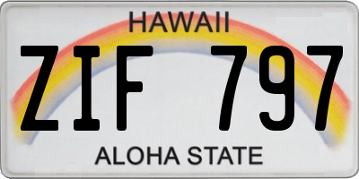 HI license plate ZIF797
