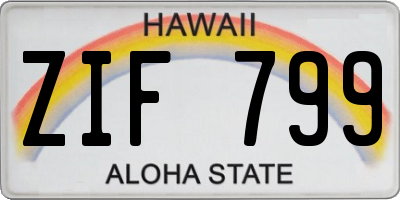 HI license plate ZIF799