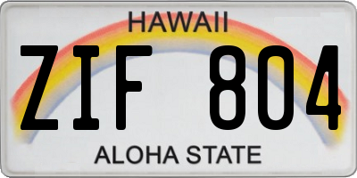 HI license plate ZIF804