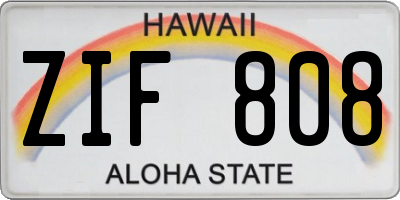 HI license plate ZIF808