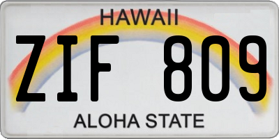 HI license plate ZIF809