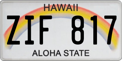 HI license plate ZIF817