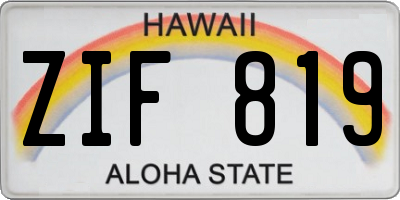 HI license plate ZIF819