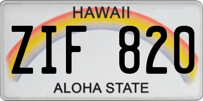 HI license plate ZIF820