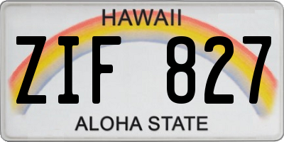 HI license plate ZIF827