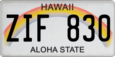HI license plate ZIF830