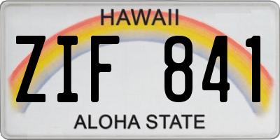 HI license plate ZIF841