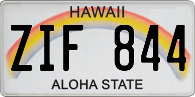 HI license plate ZIF844
